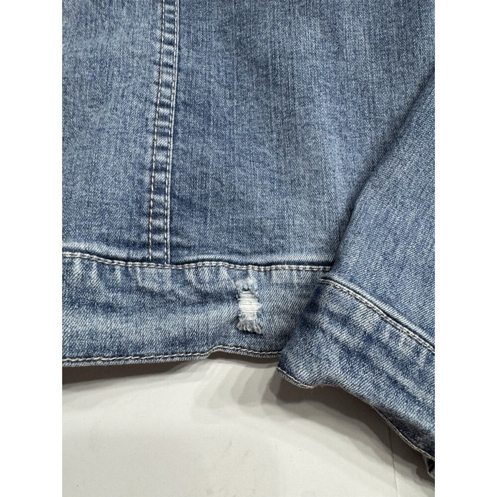 Levis Jean Jacket Womens Small Blue Light Was Denim Premium Trucker Distressed - Picture 8 of 9
